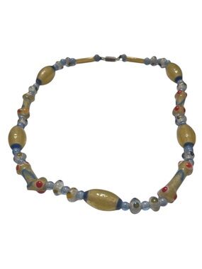 Handmade Blue and Yellow Beaded Necklace